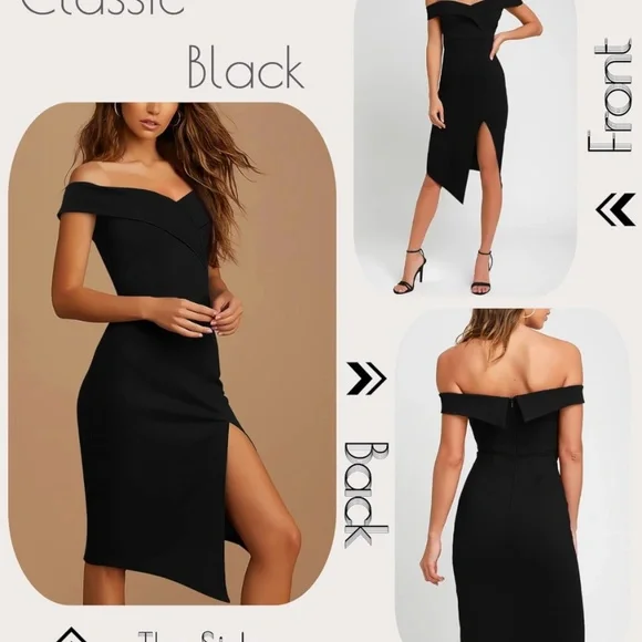 Phortric Womens Off The Shoulder Dresses Wedding Guest Cocktail Party Bodycon Sp - Picture 4 of 5